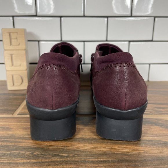 Clarks Caddell Denali Women's Size 6 Shoes Burgundy Zip Comfort Wedge Loafer - Picture 4 of 14
